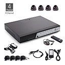 4-Kanal CCTV-Kit + 4pcs 15m-Dome-Kamera + 500GB HDD, für Haus, Fabrik, Büro Sicherheit
