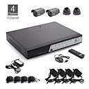 4-Kanal CCTV-Kit + 2 Stück weiß-Dome-Kamera + 2pcs weiße wasserdichte Kamera + 500GB HDD