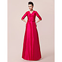 A-line V-neck Half Sleeve Floor-length Taffeta Mother of the Bride Dress