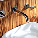 Chrome Finish Wall Mount Brass Bathroom Sink Faucet (Widespread)