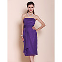 Sheath/Column Strapless Knee-length Draped Chiffon Bridesmaid Dress