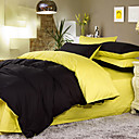 Solid Yellow Two-Tone 4-piece Queen-size Duvet Cover Set