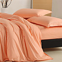 Solid Reactive Dyed 4-piece King-size Duvet Cover Set (Light Orange)