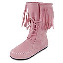 Leatherette Upper Flat Heel Mid-Calf Boots With Lace-up/Tassel Casual Shoes More colors Available