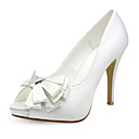 Satin Upper Stiletto Heel Pumps/ Peep Toe With Bowknot Wedding Shoes More Colors Available