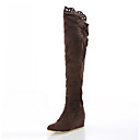 Suede Upper Low Heel Over The Knee Boots With Stitching Lace Honeymoon Shoes More Colors Available