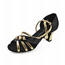 satinée supérieure dorée et des souliers noirs danse de salon des chaussures pour les femmes latino-