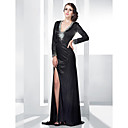 Sheath/Column V-neck Floor-length Stretch Satin Evening Dress