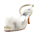Satin Upper Stiletto Heel Peep Toe With Pompon Wedding Shoes More Colors Available