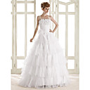 A-line Square Spaghetti Straps Floor-length Organza Wedding Dress