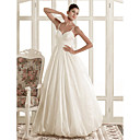 A-line Spaghetti Straps Sweep/Brush Train Taffeta Wedding Dress
