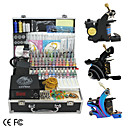 3 Cast Iron Guns Tattoo Kit with LCD Power and 55 Color Ink