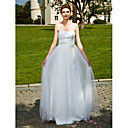 A-line Sweetheart Floor-length Tulle  Elastic Woven Satin Wedding Dress
