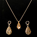Gorgeous Cubic Zirconia With 14K Gold Plated Wedding Jewelry Set Including Necklace And Earrings