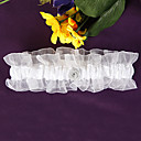 White Organza and Satin Rose Bridal Garter