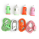 Mini caricatori da auto, colorati, con USB/ cavo di ricarica per iPhone 4/4S/3G/3GS/iPod