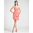 Clearance!Sheath/Column Sweetheart Short/Mini Chiffon Bridesmaid Dress