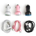 Dual USB Port bil cigaret oplader med 30pin kabel til iPhone, iPad, iPod og andre Tablets