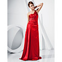 A-line One Shoulder Floor-length Stretch Satin Evening Dress inspired by Grammy Carolyn Malachi
