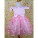 Ball Gown/Princess Jewel Knee-length Satin With Beading/Bow Flower Girl Dress