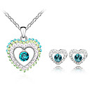 Gorgeous Ladies Heart Shape Crystal Jewelry Sets In Sliver Alloy Including Necklace Earrings More Colors Available