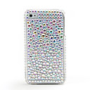 Reflective Protective Hard Silver Case with Crystals for iPhone 4