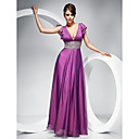 Sheath/ Column V-neck Floor-length Chiffon Evening Dress