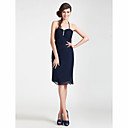 Sheath/ Column Halter Knee-length Chiffon Bridesmaid Dress