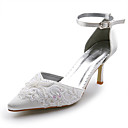 Top Quality Satin Upper High Heel Pumps with Stitching Lace Wedding Bridal Shoes