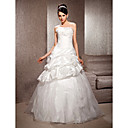 A-line Strapless Floor-length Organza Taffeta Wedding Dress