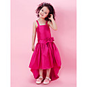 A-line Taffeta Asymmetrical Flower Girl Dress With Straps