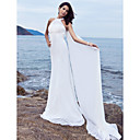 Sheath/Column Halter Watteau Train Chiffon Satin Wedding Dress