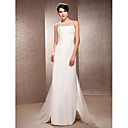 Sheath/Column Halter Neck Floor-length Satin And Tulle Wedding Dress