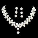 Gorgeous Rhinestone/Imitation Pearl Bridal Jewelry Set – 17 Inch Necklace With Earrings