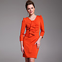 TS Ruffle Neckline 3/4 Sleeve Dress