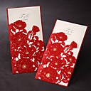 invitación de la boda con el rojo amapola recorte de la manga (juego de 50)