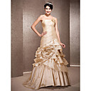 A-line Strapless Sweep/Brush Train Taffeta Wedding Dress
