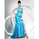 Trumpet/Mermaid V-neck Sweep/Brush Train Elastic Woven Satin Evening Dress