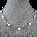 7-8mm naturale collana di perle d'acqua dolce con catena d'argento - 18 pollici (più colori)