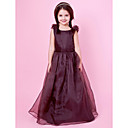 A-line Jewel Neck Organza And Satin Flower Girl Dress With Bow