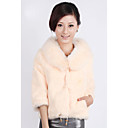 Shawl Collar 3/4 Sleeve Rabbit Fur Wedding Jacket With Belt (More Colors)