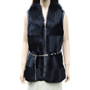 Genuine Sheared Rabbit Fur Vest With Fox Fur Collar