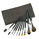10 stuks make-up kwast vrij lederen etui