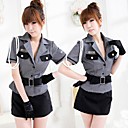 Elegant Gray Polyester Police Uniform (4 Pieces)