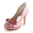 Satin Stiletto Heel Peep Toe / Pumps With Rhinestone Hand-made Party Evening Shoes (More Colors Available)