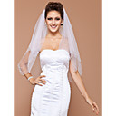 Elbow Two-tier Wedding Veil With Beaded Edge