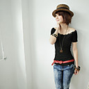 cucita off spalla colore bandeau t-shirt