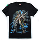 guitarra crânio impressão manga fluorescência curto t-shirt