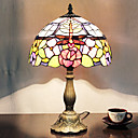 tiffany tafellamp met 1 licht in bloemen en libelle patroon