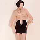 ts chiffon plissado arco manga da camisa blusa (mais cores)
